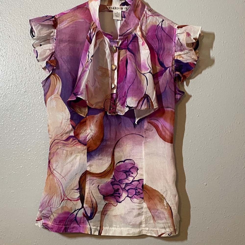 Women's Pink Floral silk blouse